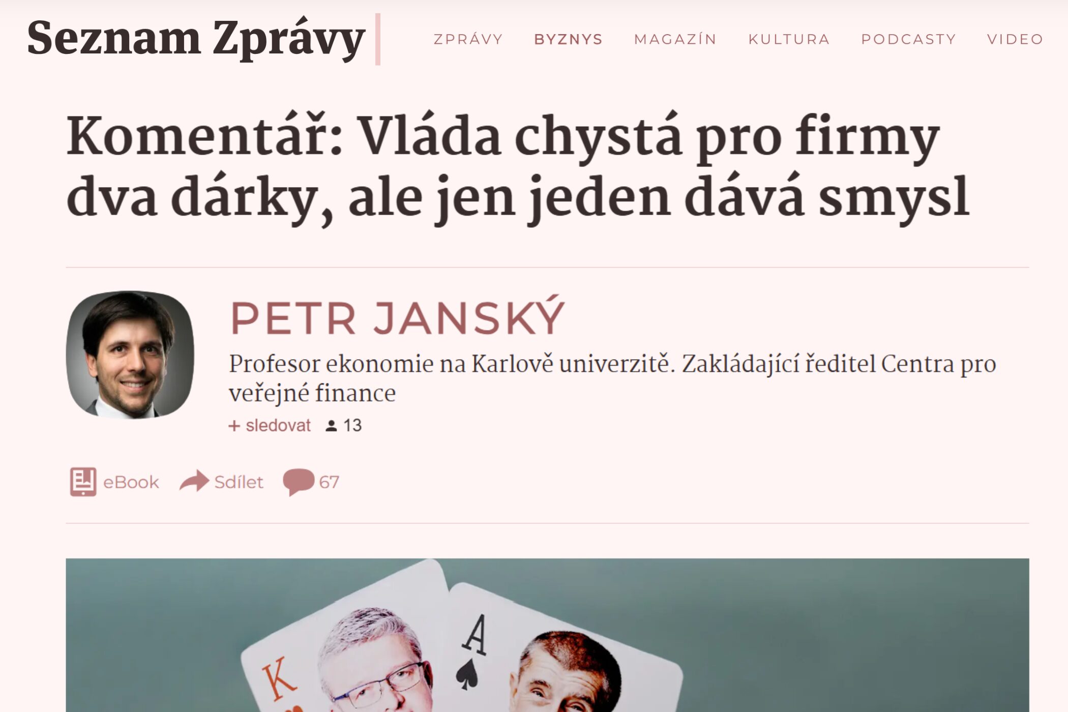 Komentář Petra Janského v Seznam Zprávy