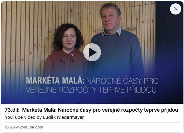 Od schodku po příjmy státu. Co si můžeme dovolit a co bychom naopak měli změnit? Podívejte se na věcnou debatu o udržitelnosti českých veřejných financí s Markétou Malou.